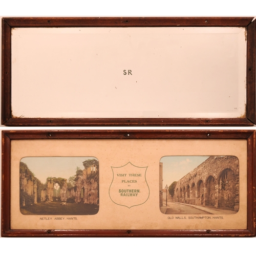 590 - Carriage prints, SR, OLD WALL SOUTHAMPTON & NETLEY ABBEY, by Photochrom + Mirror, frame requires cor... 