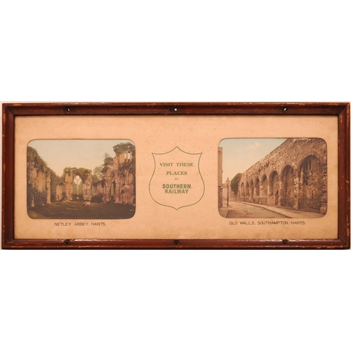 590 - Carriage prints, SR, OLD WALL SOUTHAMPTON & NETLEY ABBEY, by Photochrom + Mirror, frame requires cor... 