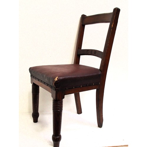 158 - GER waiting room chair, initials on front rail, sound original condition however joints require atte... 
