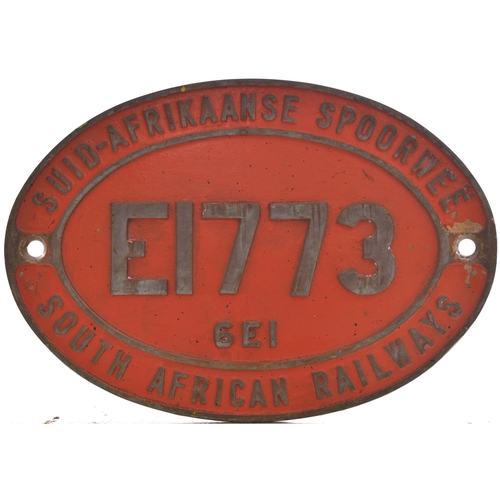 615 - South African cabside, SAR 1773, 6E1, cast brass, 20¾