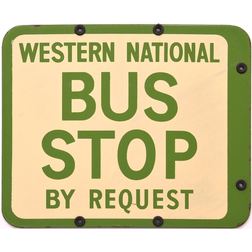 619 - Western National Request Bus Stop sign, enamel, 12¾