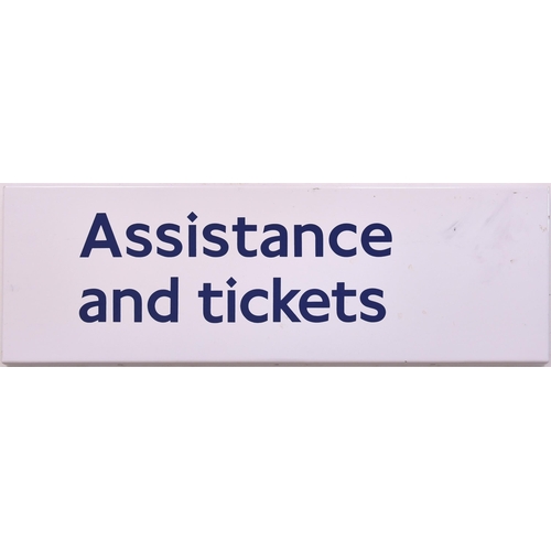 630 - LT enamel sign, ASSISTANCE & TICKETS, (f/f), 27½