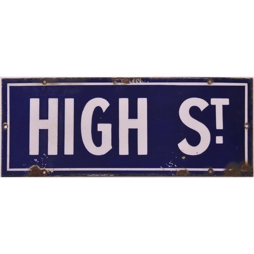 632 - HIGH ST, enamel street sign, edge chips and tiny chips in the lower part, otherwise fine with excell... 