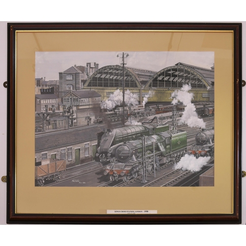 633 - Original watercolour painting, KINGS CROSS 1958, by A E Gills, 1996, a panoramic view with A3 and A4... 