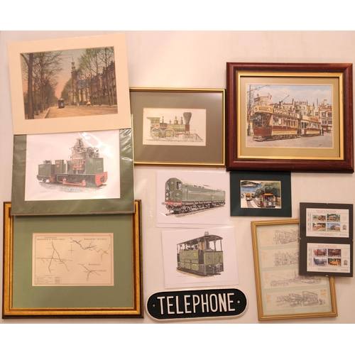 637 - Doorplate, TELEPHONE, LNER plus a variety of prints.