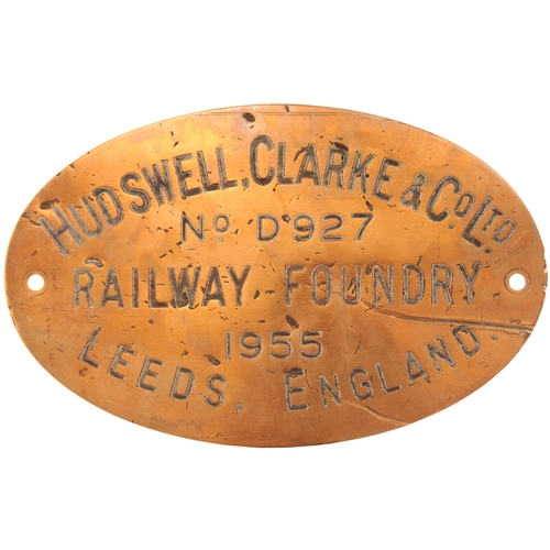 638 - Worksplate, HUDSWELL CLARKE, D927, 1955, engraved brass, 13