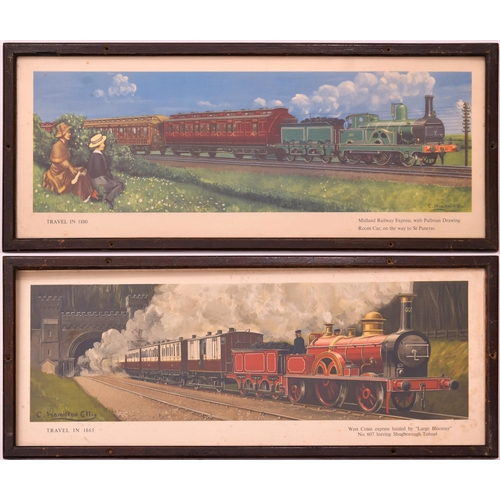 647 - Hamilton Ellis carriage prints, 1865, SHUGBOROUGH TUNNEL + 1880, MIDLAND PULLMAN EXPRESS, original f... 