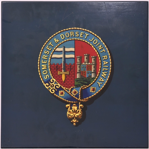 648 - S&DJR coat of arms, mounted on board, 18