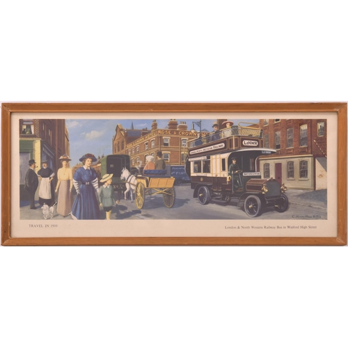 651 - Carriage prints, by Hamilton Ellis, WATFORD HIGH STREET, BRINKLOW, SANDBACH, L&BR MAIL, modern frame... 