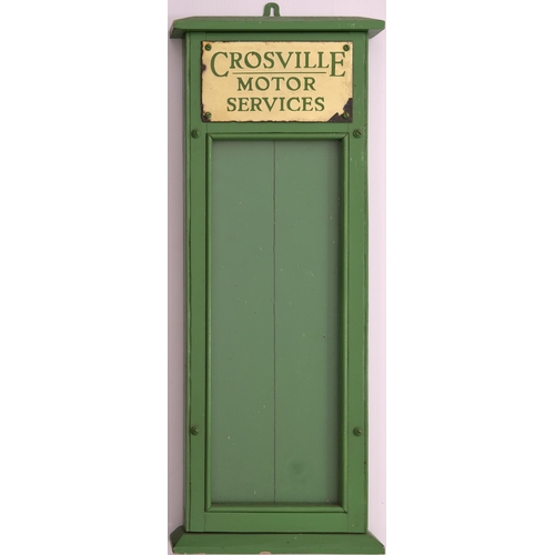 674 - Crosville timetable frame, glazed door and enamel plate, 10¼