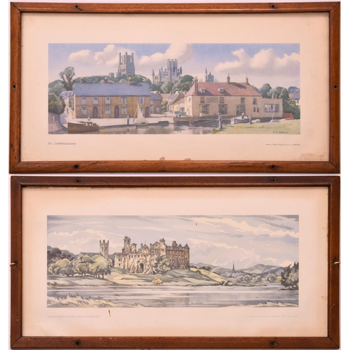 682 - Carriage prints, ELY, by R E Jordan, + LINLITHGOW PALACE, by Kenneth Steel, each in original frame, ... 