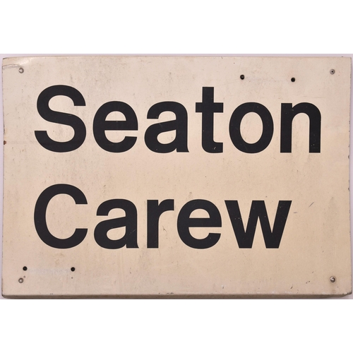 691 - Station sign, SEATON CAREW, in the BR corporate image, screen printed on alloy, 29