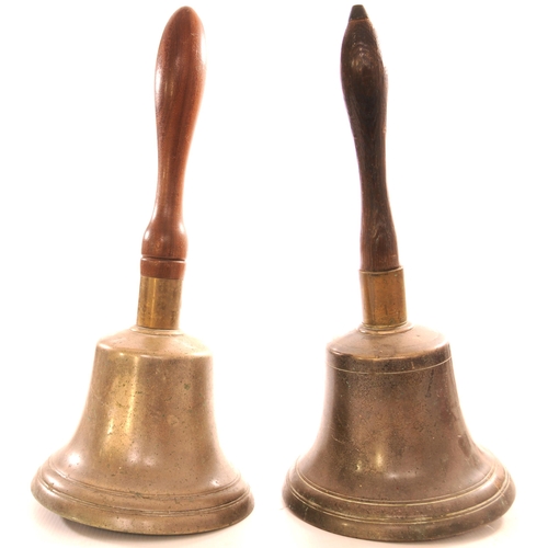 699 - Pair of large handbells, base diameter 8¼