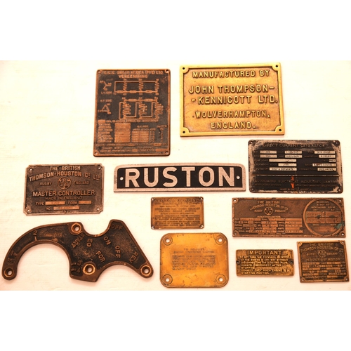 702 - Collection of loco and equipment plates, mainly brass. (11)