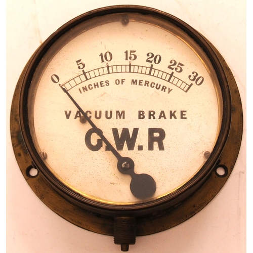 704 - GWR vacuum brake gauge, 0-30, diameter 7