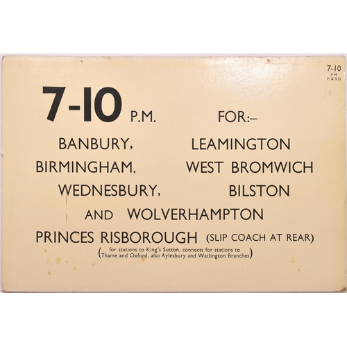 718 - Paddington departure cards, 3.30 Penzance + 7.10 Wolverhampton, includes slip coaches at Westbury (f... 