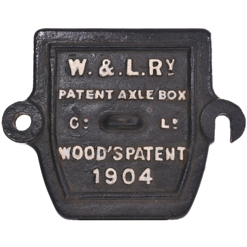 723 - Welshpool and LLanfar Railway 1904 axle box cover, Woods Patent, from a bolster timber wagon No 49-5... 