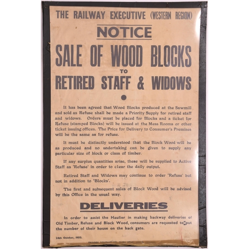 731 - BR poster, Sale Of Wood Blocks, framed Punch posters 1930s, 19½