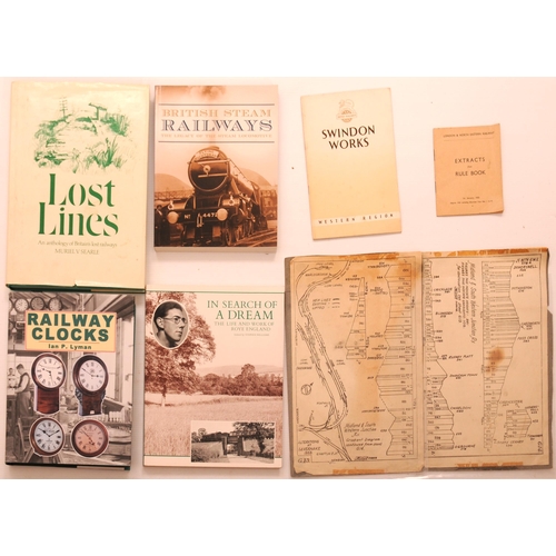 737 - Books, Railway Clocks, by Ian Lyman, etc. (4), also brochures and MSJWR route maps.