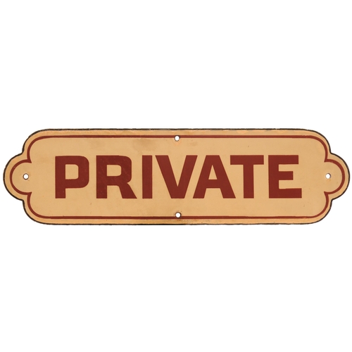 739 - NER doorplate, PRIVATE, enamel, length 20¼