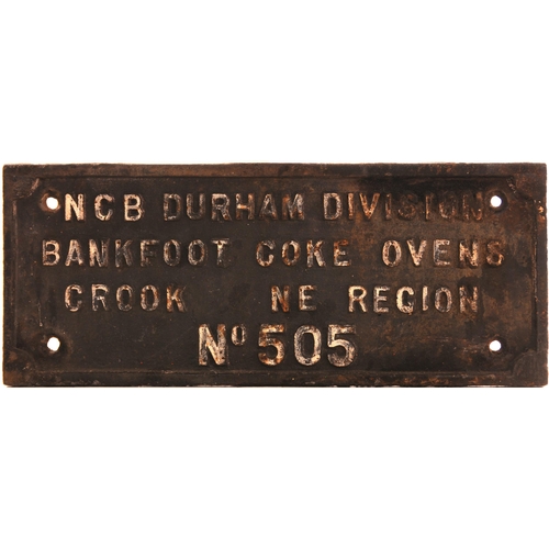 740 - Wagonplate, NCB Durham Division, Bankfoot Coke Ovens, Crook, NE Region, cast iron, 20½