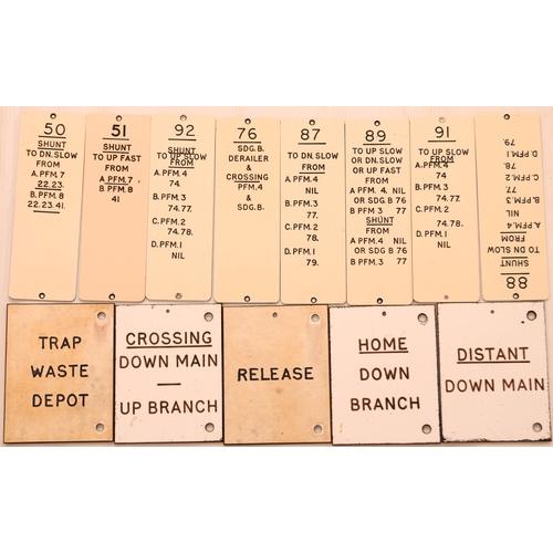 758 - Signal lever plates, variety, trafolite. (13)