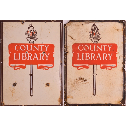 762 - Enamel signs, COUNTY LIBRARY, each 13