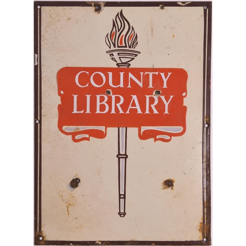 762 - Enamel signs, COUNTY LIBRARY, each 13