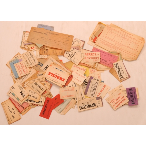 778 - Luggage labels, as shown, a substantial amount and a wide variety of types.