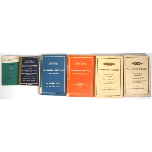 790 - Timetables, BR regional, 1950s/early 1960s, as shown, condition varies.