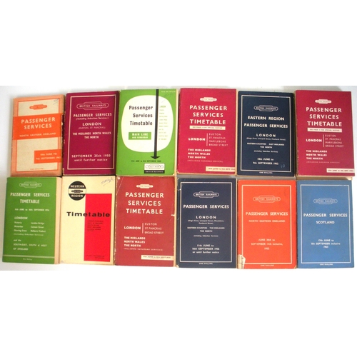 790 - Timetables, BR regional, 1950s/early 1960s, as shown, condition varies.