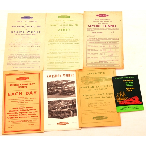 796 - Handbills, South Wales and West variety, City of Truro Trip To Crewe, Trip to Derby, Golden Hind, et... 