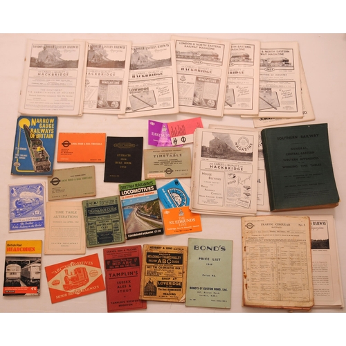 817 - LNER magazines, paperwork, booklets, local timetables, SR Appendix, etc.