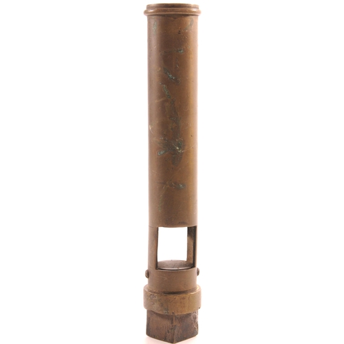 830 - Loco whistle, organ pipe type, brass, height 11¾