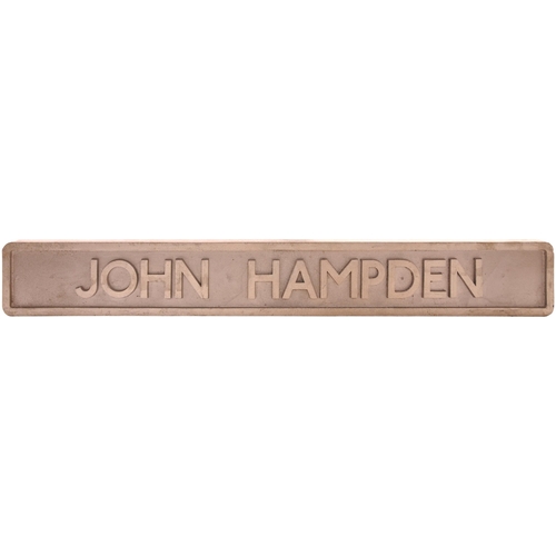 847 - Uncarried nameplate, JOHN HAMPDEN, Met Electric loco, renamed post war and plates cast at the time f... 