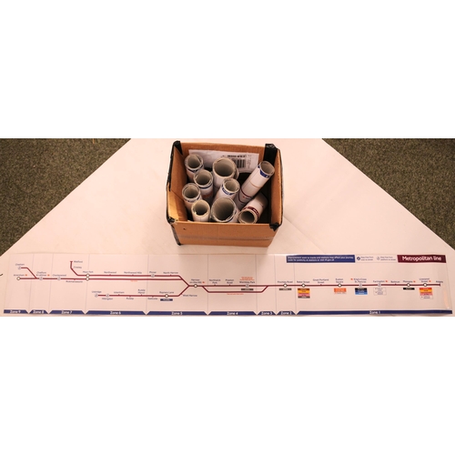 851 - LT Metropolitan Line vinyl maps, sticky back for carriages, Amersham and Chesham to Aldgate, 57
