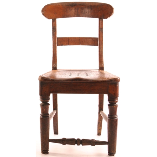 853 - GWR chair, oak body and shaped seat, initials underneath.