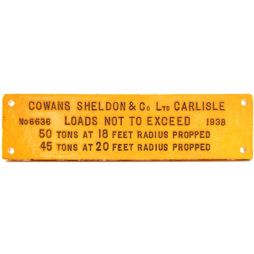 896 - Crane plate, C.S. 6636, 1938, 45/50 tons lift, cast iron, 27½