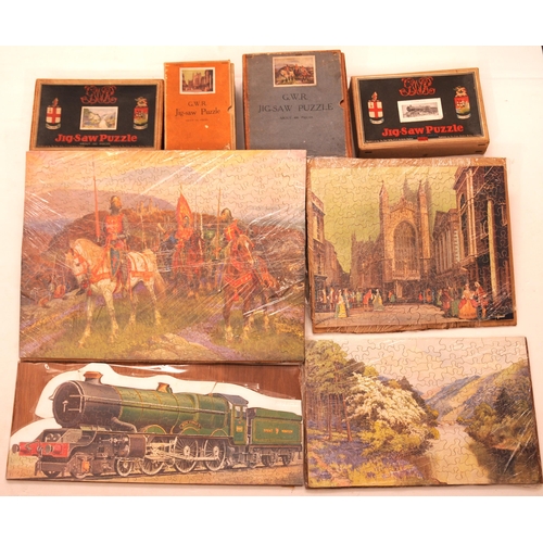 897 - GWR Chad Valley jigsaw puzzles, complete, SPRINGTIME IN DEVON, KING GEORGE V, boxes excellent, KING ... 