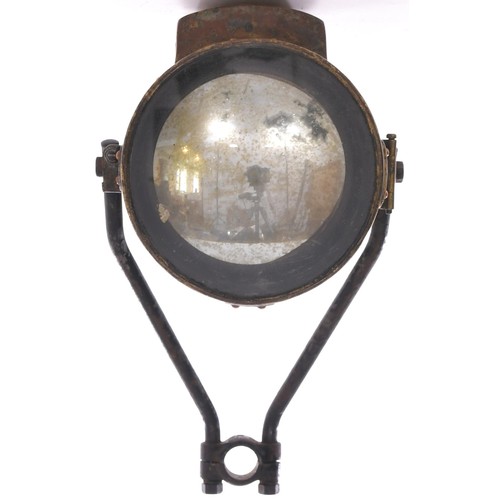 666 - Headlamp case for motor bike/car with stand, brass body, diameter 6½