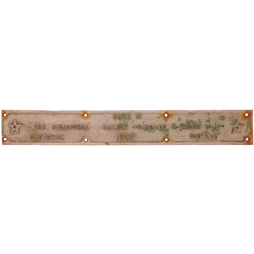 1009 - Carriage step plate, BRCW SMETHWICK 1949, chromed brass, length 23¾