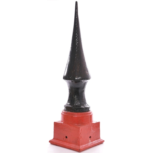 1022 - Finial, MR Co, cast base, wood top, restored.