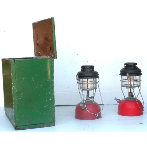 1026 - Pair of Tilly lamps in storage/carrying box.