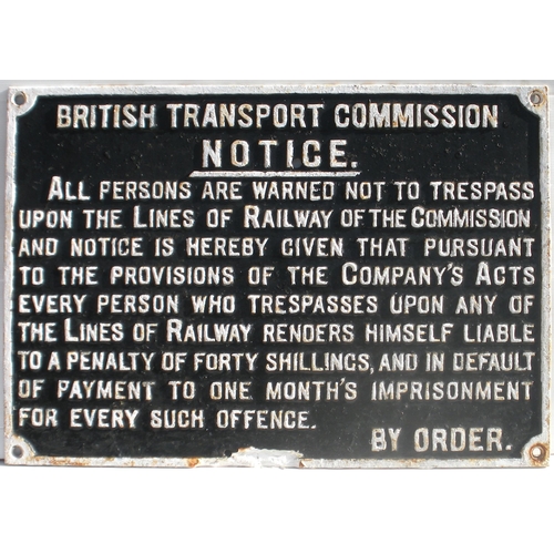 1029 - Trespass notices, GWR, GER, BTC, cast iron, all damaged, broken, repaired, parts missing, etc. (3)