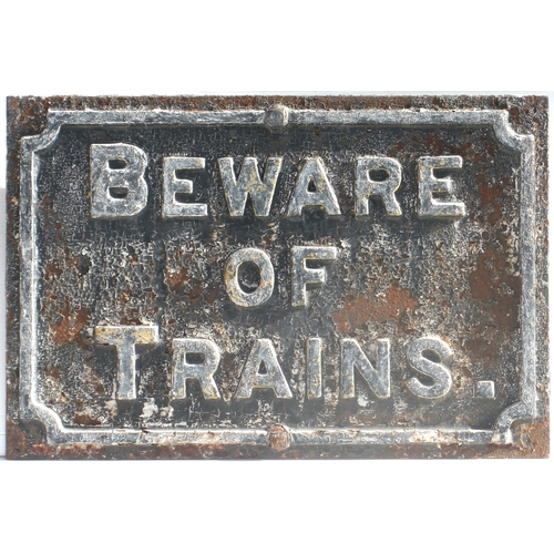 1078 - BEWARE OF TRAINS, MR, cast iron sign.