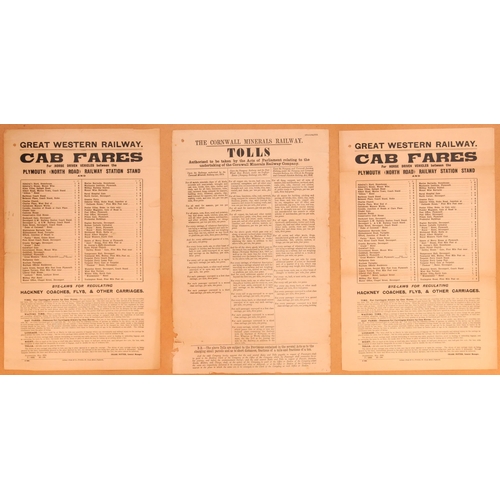 1116 - Cornwall Minerals Railway letterpress poster listing tolls, 11½