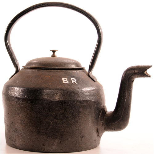 1153 - BR cast iron kettle, initials on the side, four pint capacity.