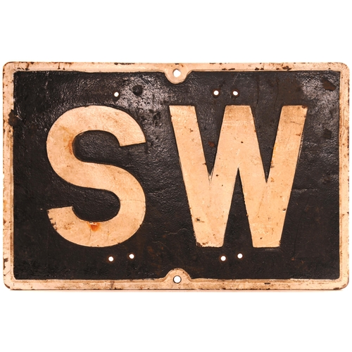 1158 - Cast iron sign, SW, (GWR), SOUND WHISTLE, 28¾
