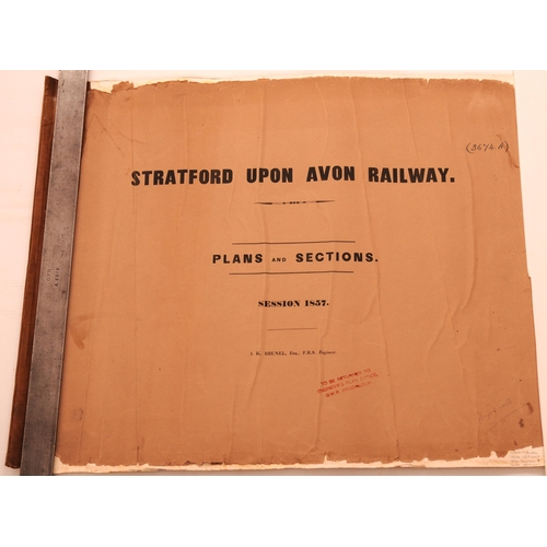 903 - Stratford-Upon-Avon Railway, 1857, Plans and Sections, I K Brunel, Engineer, Hatton Station to Strat... 