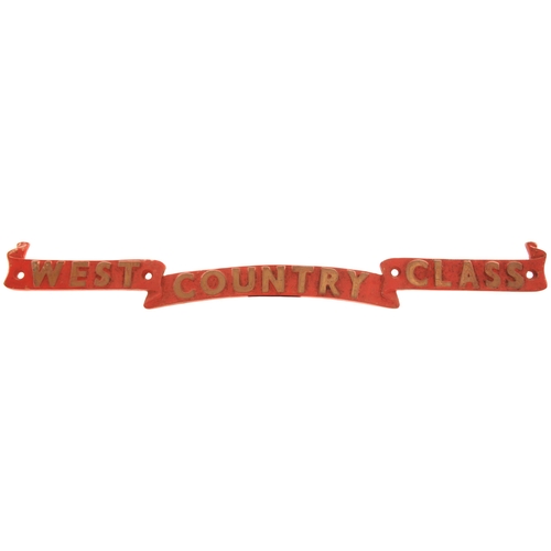 926 - Reproduction West Country Class scroll for nameplate, cast brass, length 29½